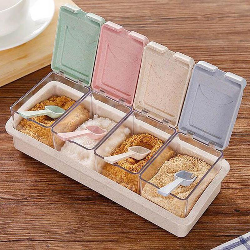 4 Grids Kitchen Spices Box